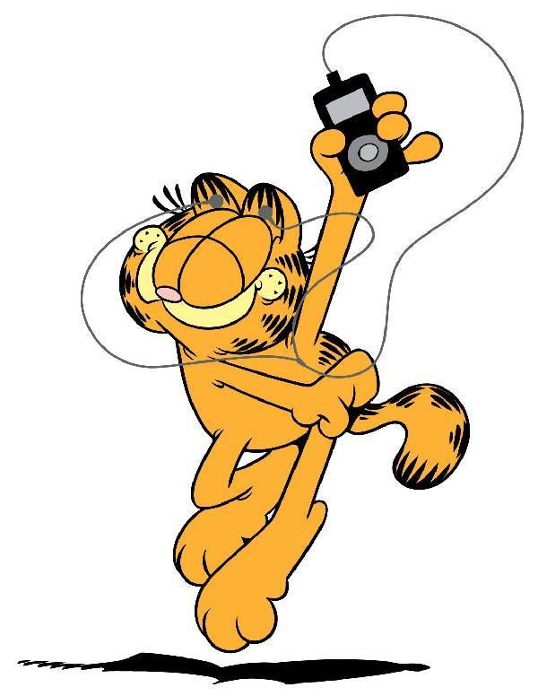 Garfield listening to music