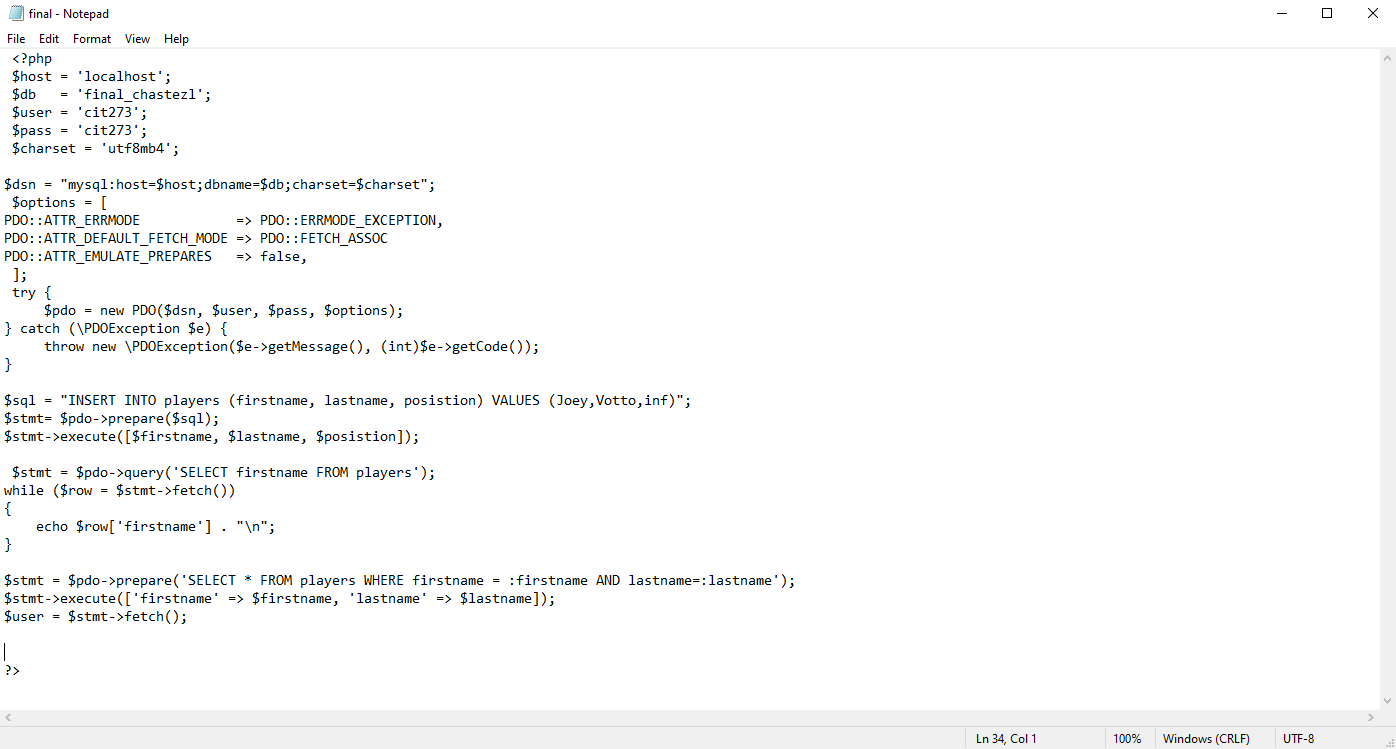 PDO code